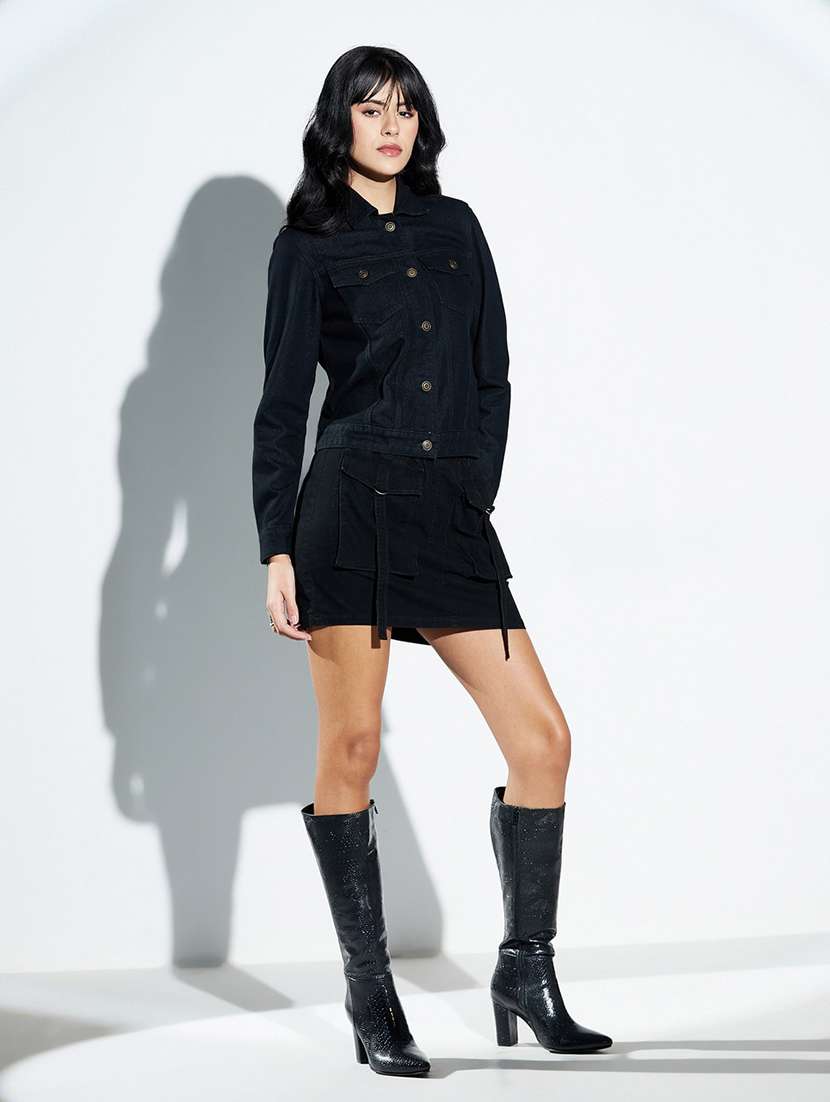 women solid high rise cargo skirt - 22587723 -  Standard Image - 3