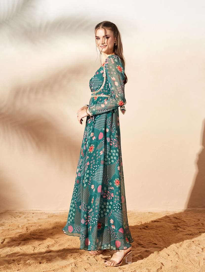 Women Printed Long Sleeves Anarkali Dress - 22587734 -  Standard Image - 3