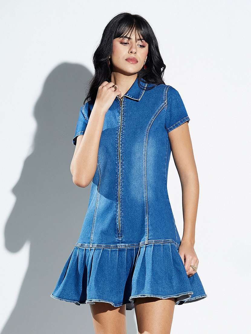 women solid short sleeves tiered dress