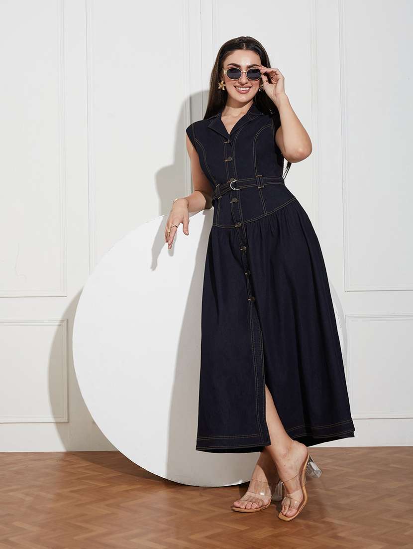 women solid sleeveless a-line dress - 22587777 -  Standard Image - 5