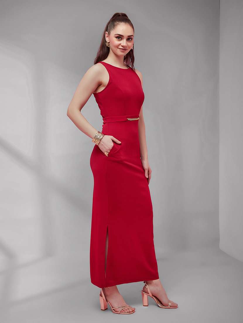 Women Solid Sleeveless Sheath Dress - 22587778 -  Standard Image - 3