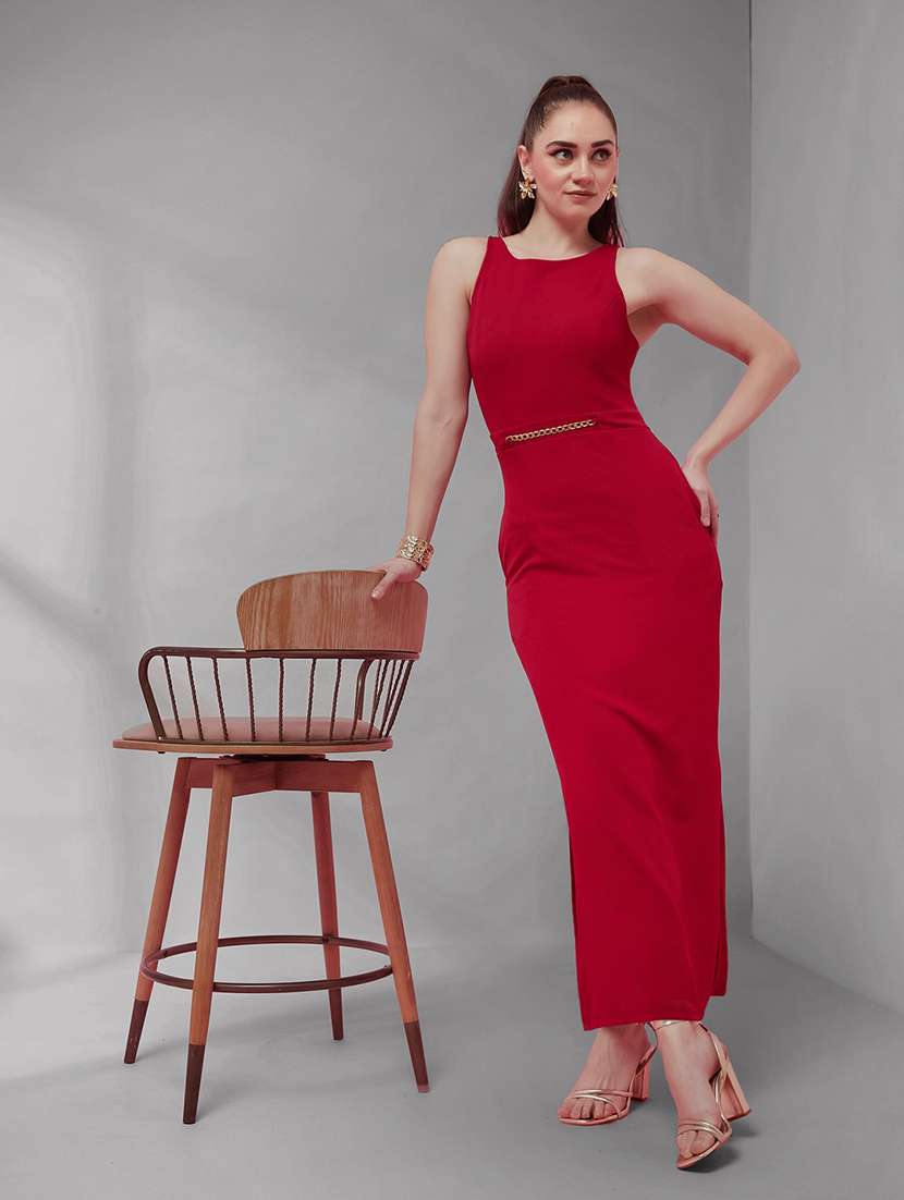 Women Solid Sleeveless Sheath Dress - 22587778 -  Standard Image - 5