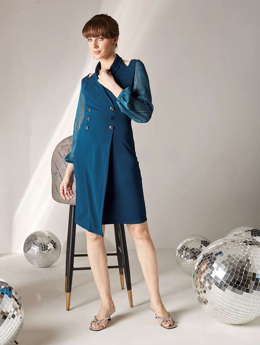 women self design bishop sleeves sheath dress - 22587786 -  Standard Image - 5