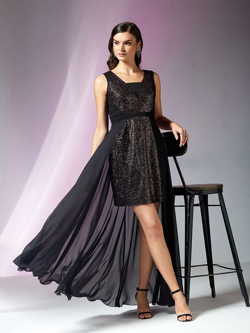 Women Sequined Sleeveless High Low Dress - 22587792 -  Standard Image - 5