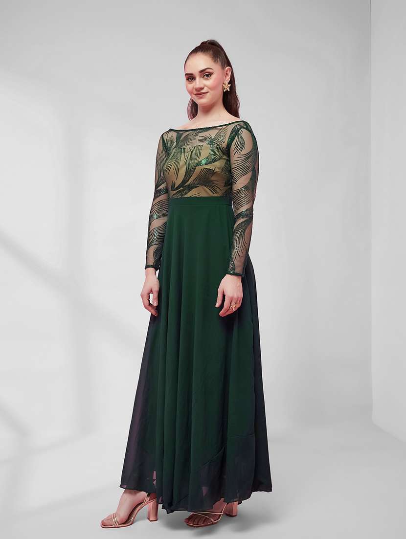 women embroidered long sleeves fit and flare dress - 22587813 -  Standard Image - 3
