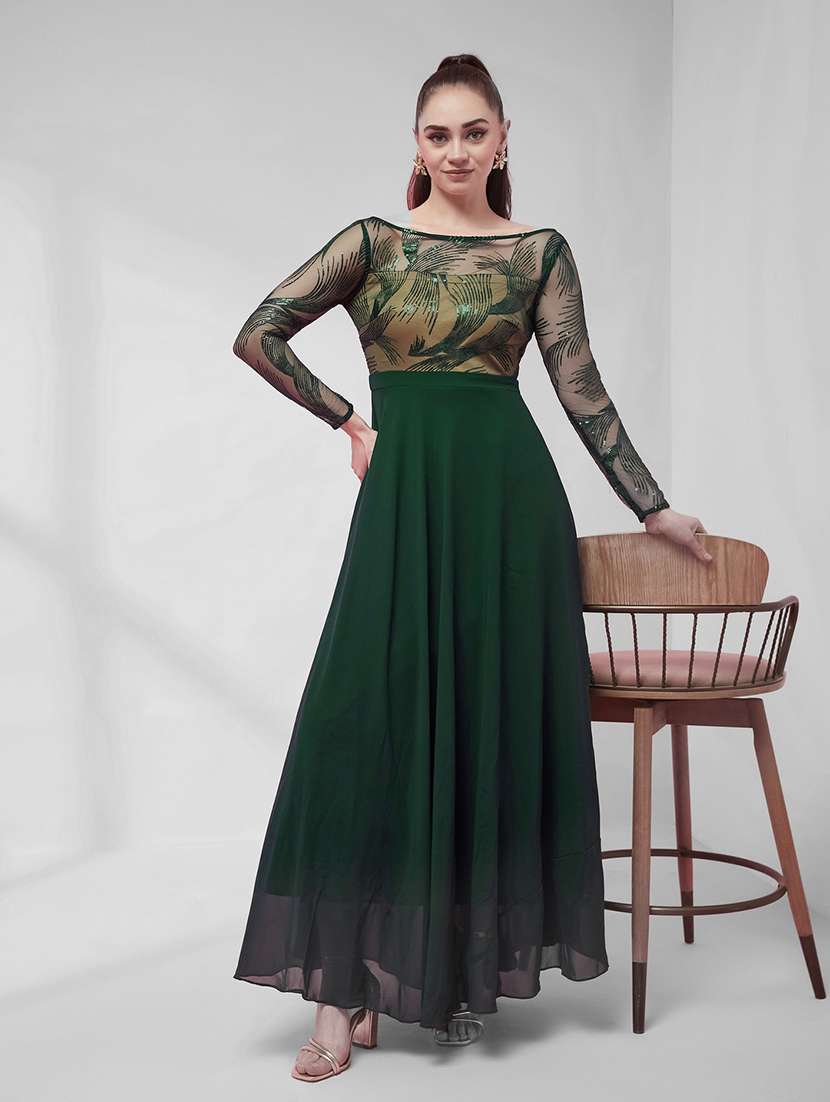 women embroidered long sleeves fit and flare dress - 22587813 -  Standard Image - 5
