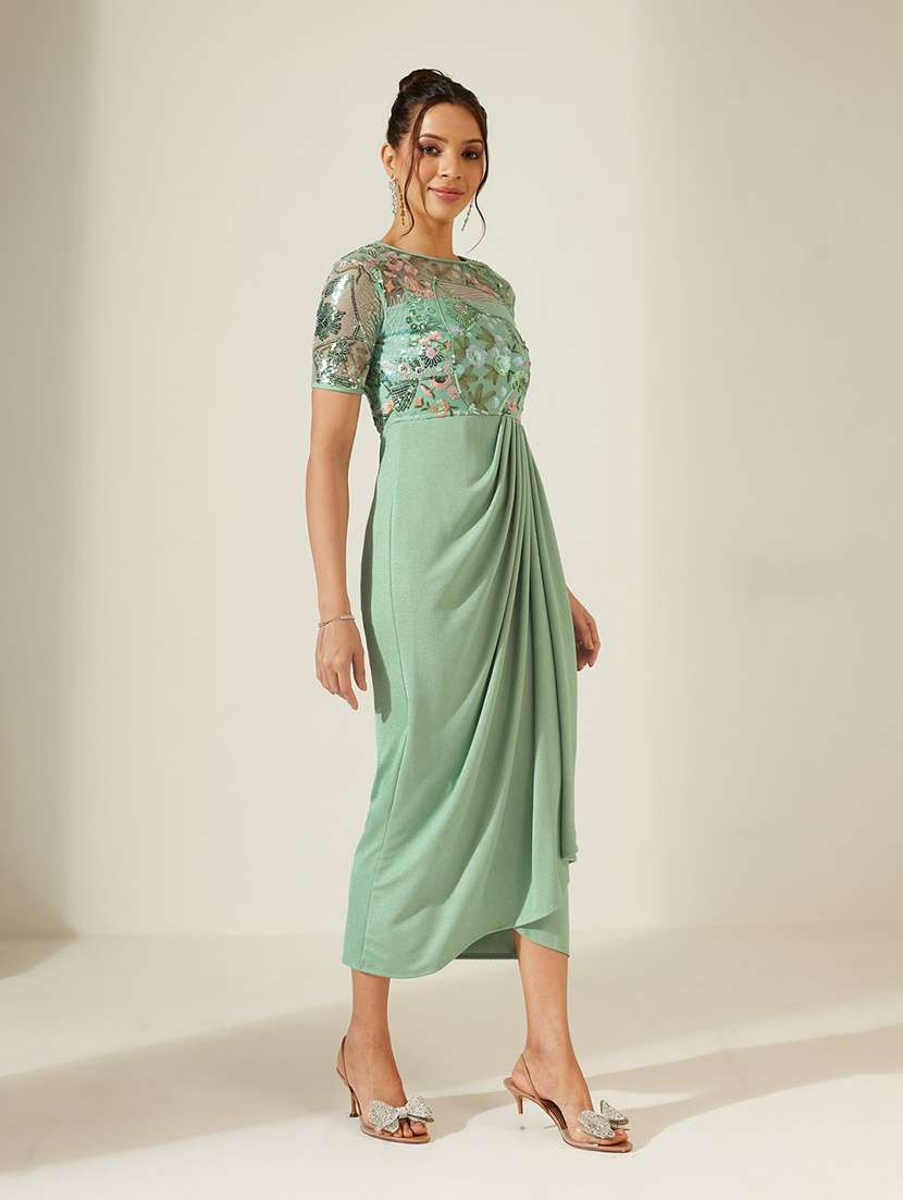 Women Embroidered Short Sleeves Sheath Dress - 22587823 -  Standard Image - 3