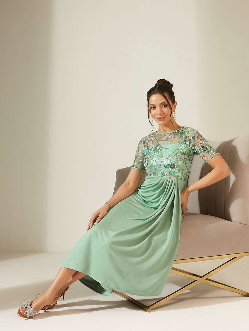 Women Embroidered Short Sleeves Sheath Dress - 22587823 -  Standard Image - 5