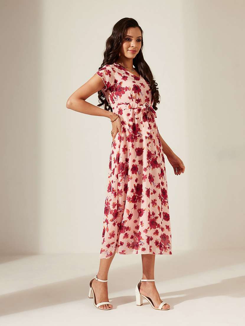 Women Printed Short Sleeves Fit And Flare Dress - 22587830 -  Standard Image - 3
