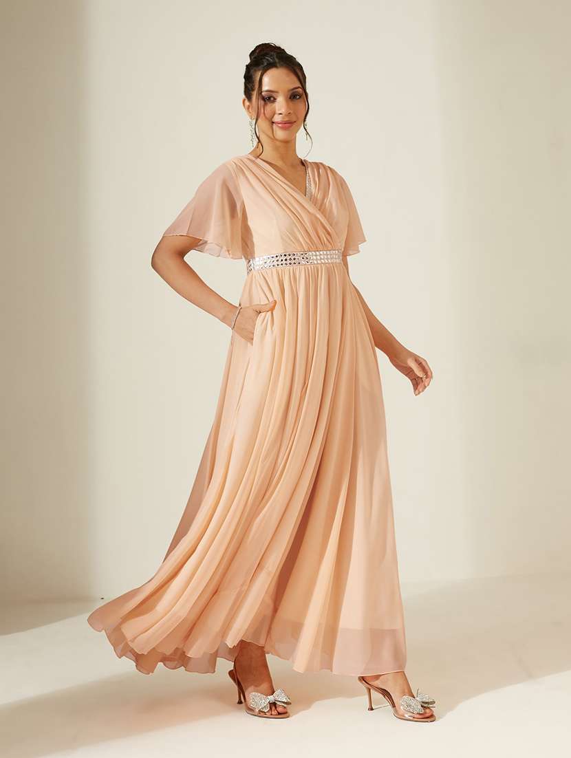 women embroidered flared sleeves fit and flare dress - 22587857 -  Standard Image - 3