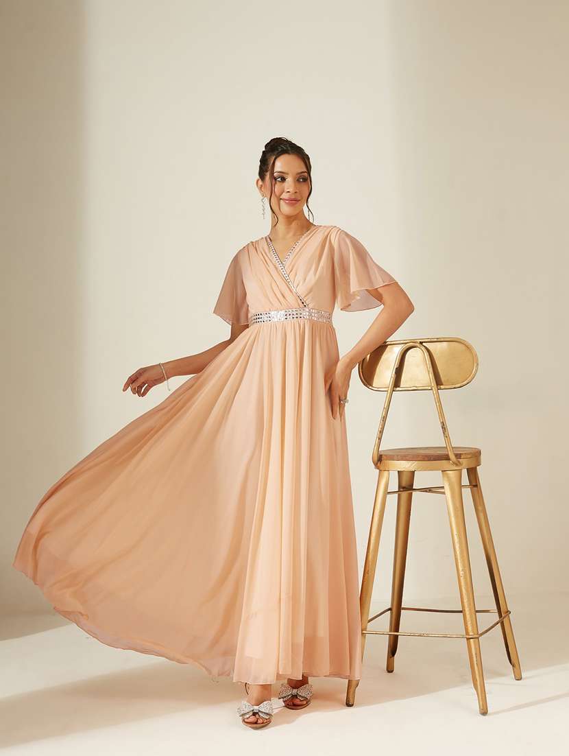 women embroidered flared sleeves fit and flare dress - 22587857 -  Standard Image - 5