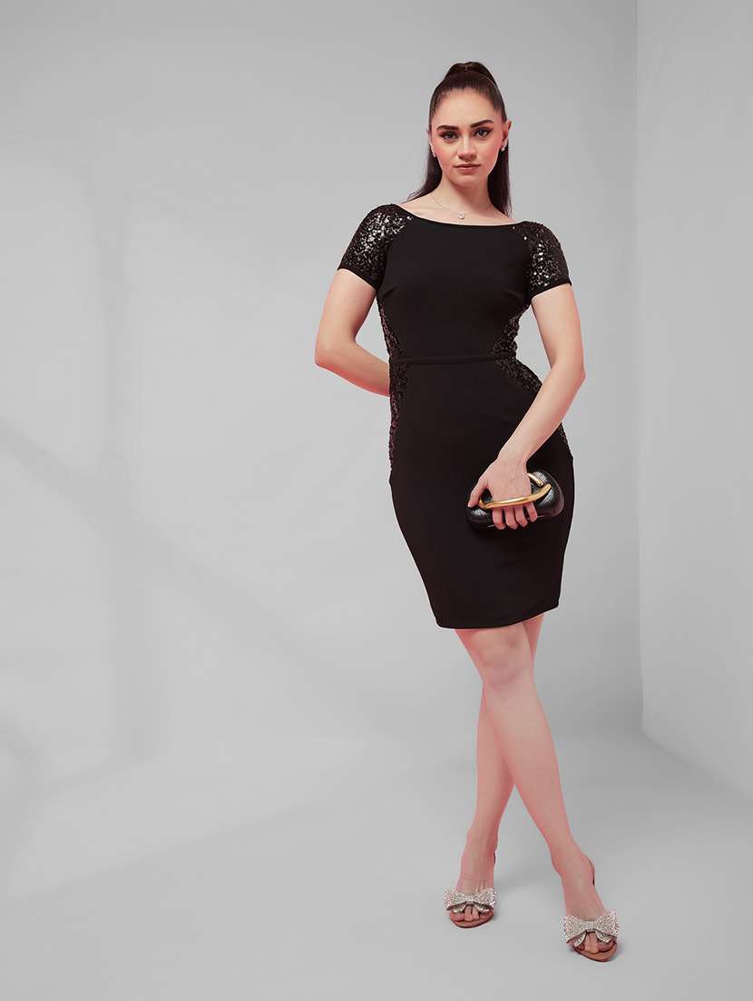 Women Sequined Short Sleeves Bodycon Dress - 22587870 -  Standard Image - 5
