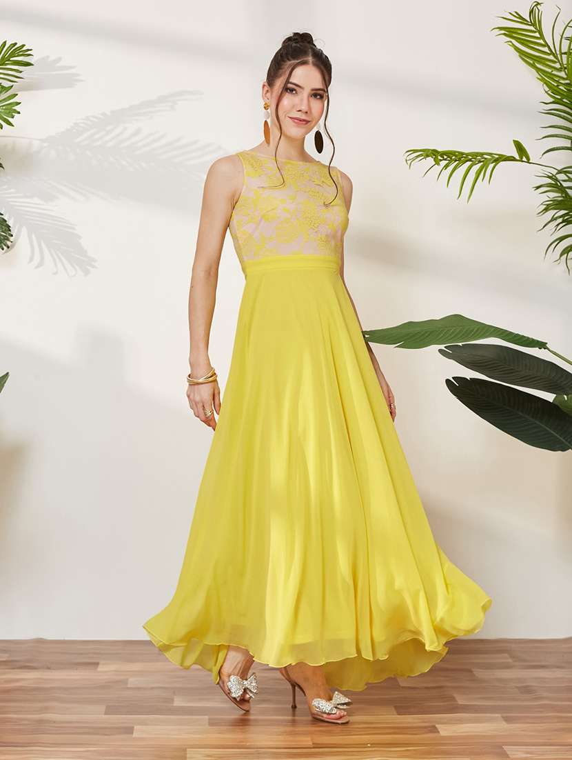 women self design sleeveless fit and flare dress