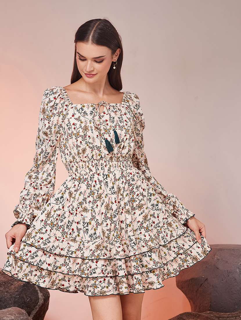 Women Printed Long Sleeves Tiered Dress - 22587890 -  Standard Image - 3