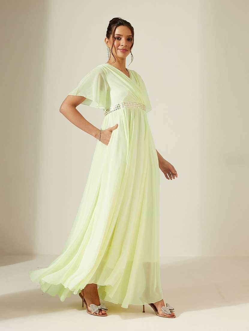 women embroidered flared sleeves fit and flare dress - 22587892 -  Standard Image - 3