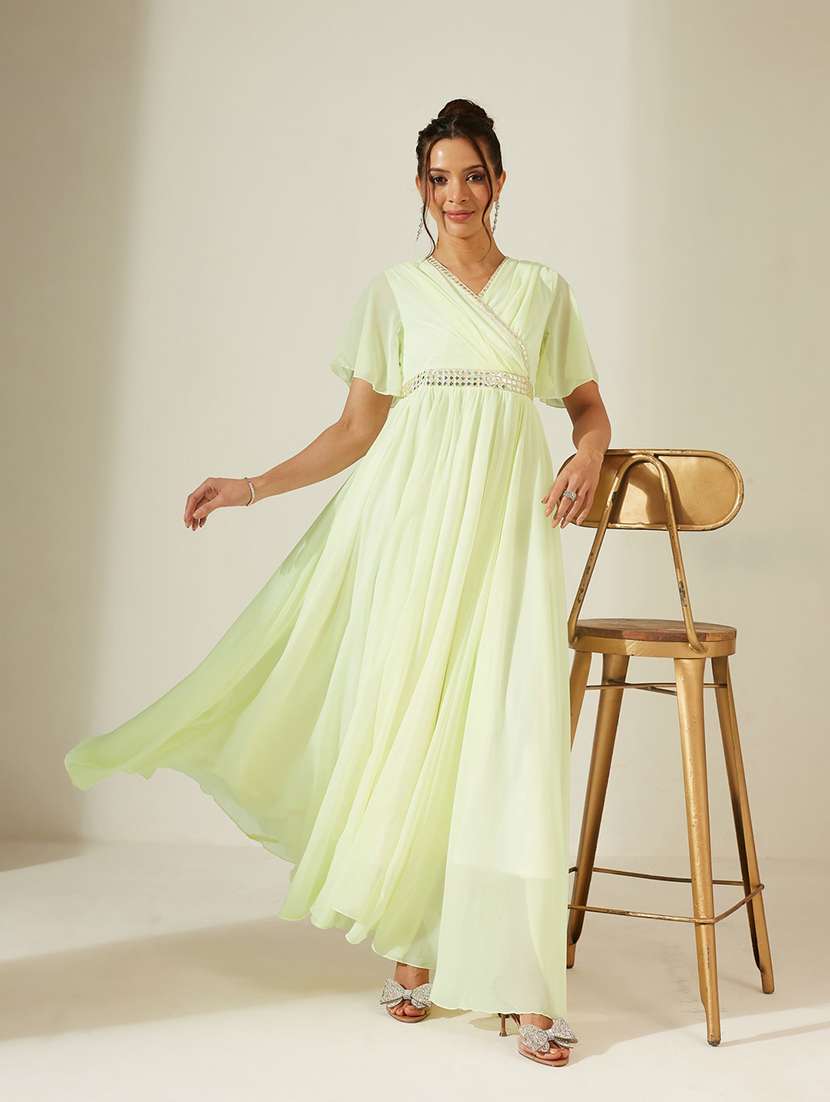 women embroidered flared sleeves fit and flare dress - 22587892 -  Standard Image - 5