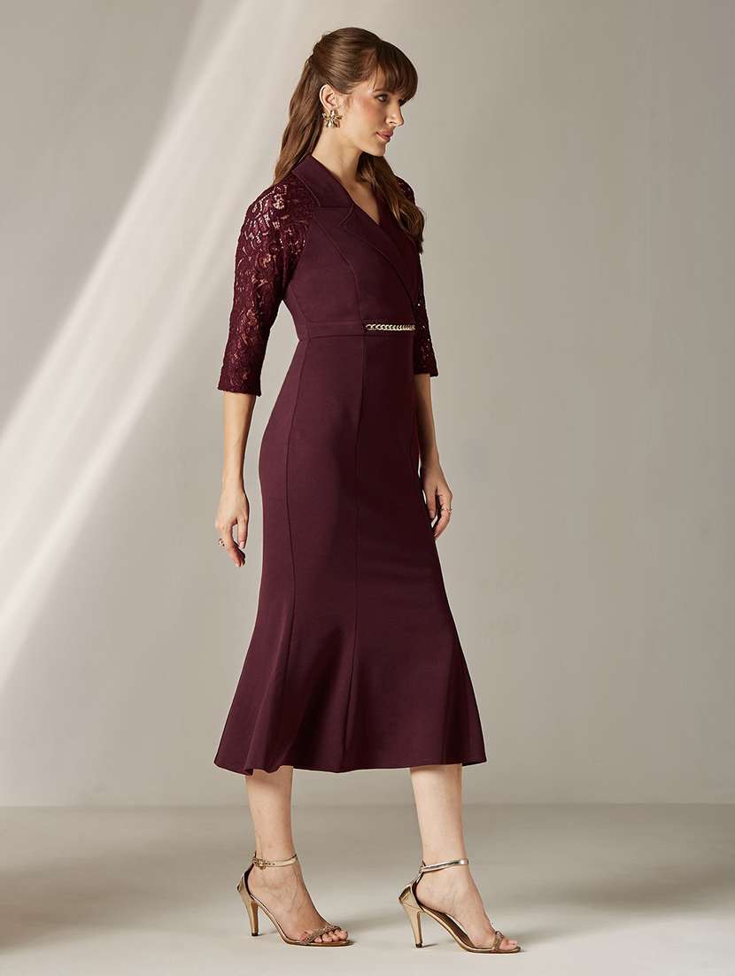women self design three quarter sleeves sheath dress - 22587893 -  Standard Image - 3