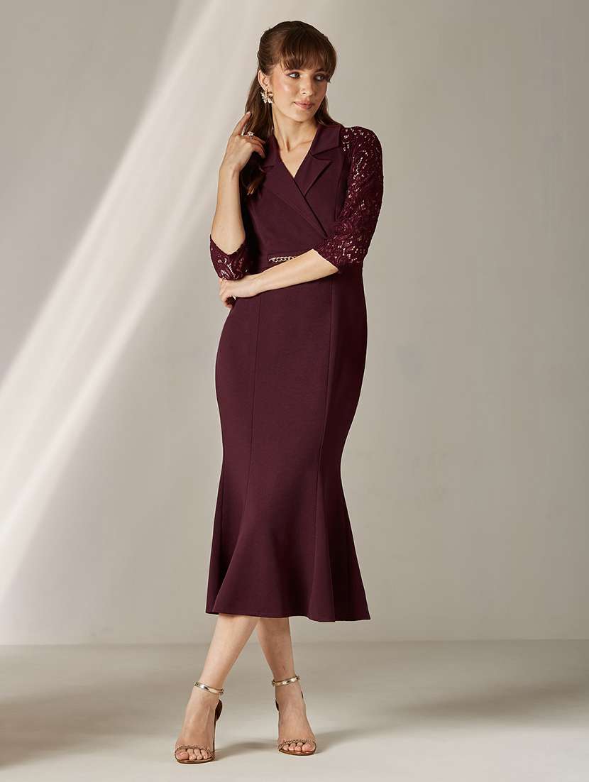 women self design three quarter sleeves sheath dress - 22587893 -  Standard Image - 5