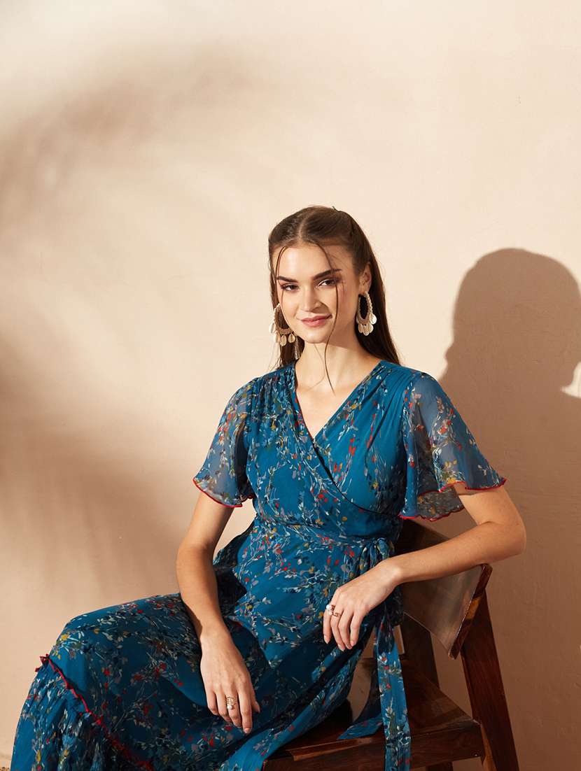 Women Printed Flared Sleeves Tiered Dress - 22587900 -  Standard Image - 5