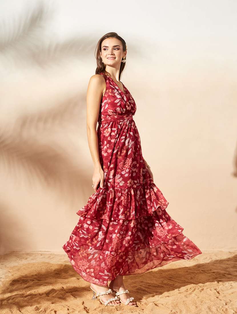 women printed sleeveless tiered dress - 22587902 -  Standard Image - 3