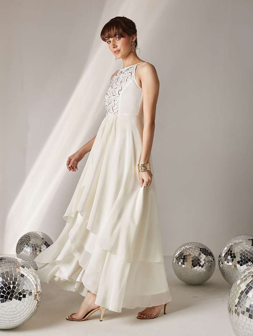 women embroidered sleeveless layered dress - 22587904 -  Standard Image - 3