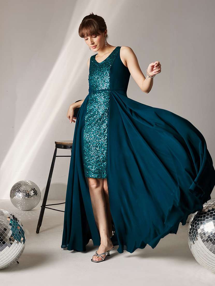 women sequined sleeveless fit and flare dress - 22587906 -  Standard Image - 5