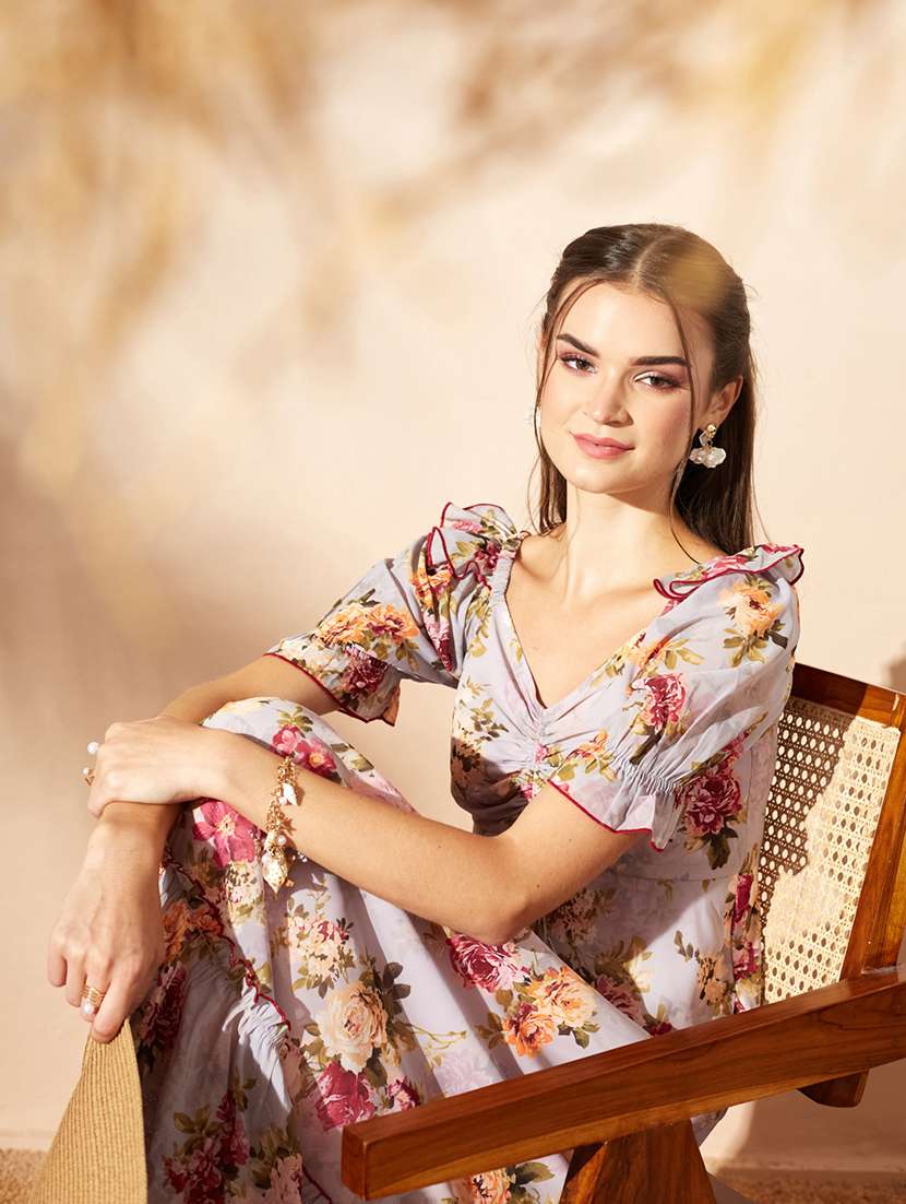 Women Printed Puff Sleeves Tiered Dress - 22587914 -  Standard Image - 5