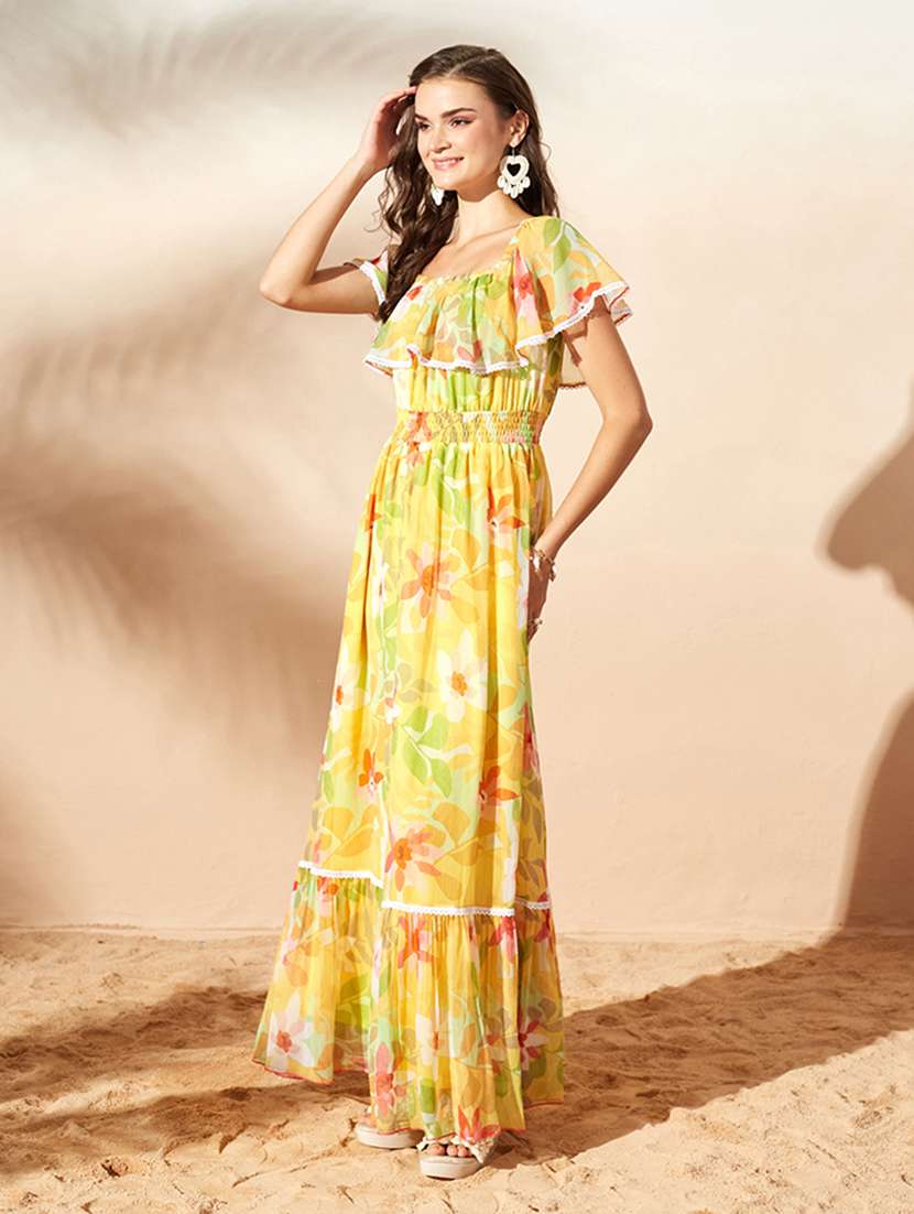 women printed off shoulder tiered dress - 22587916 -  Standard Image - 3