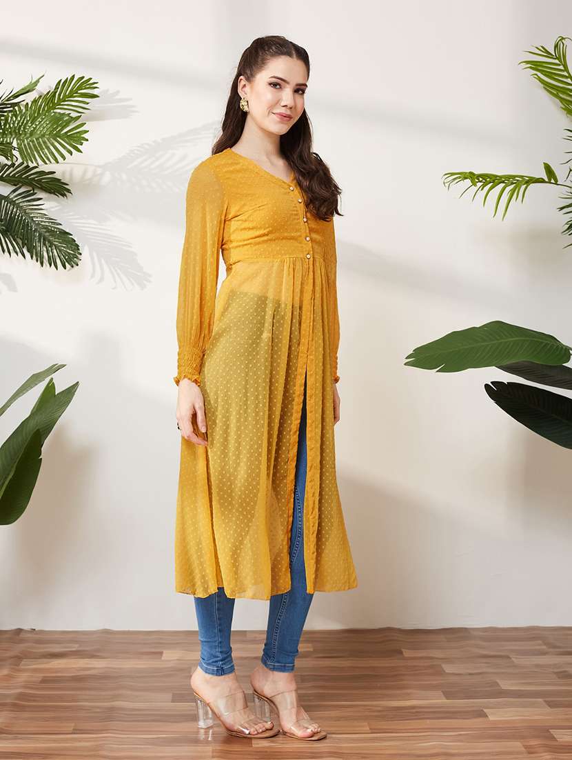 women self design long sleeves regular tunic - 22587927 -  Standard Image - 3