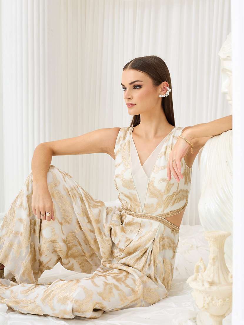 women self design sleeveless full leg jumpsuit - 22587938 -  Standard Image - 5