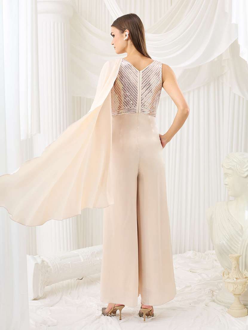 Women Sequined Sleeveless Full Leg Jumpsuit - 22587939 -  Standard Image - 3