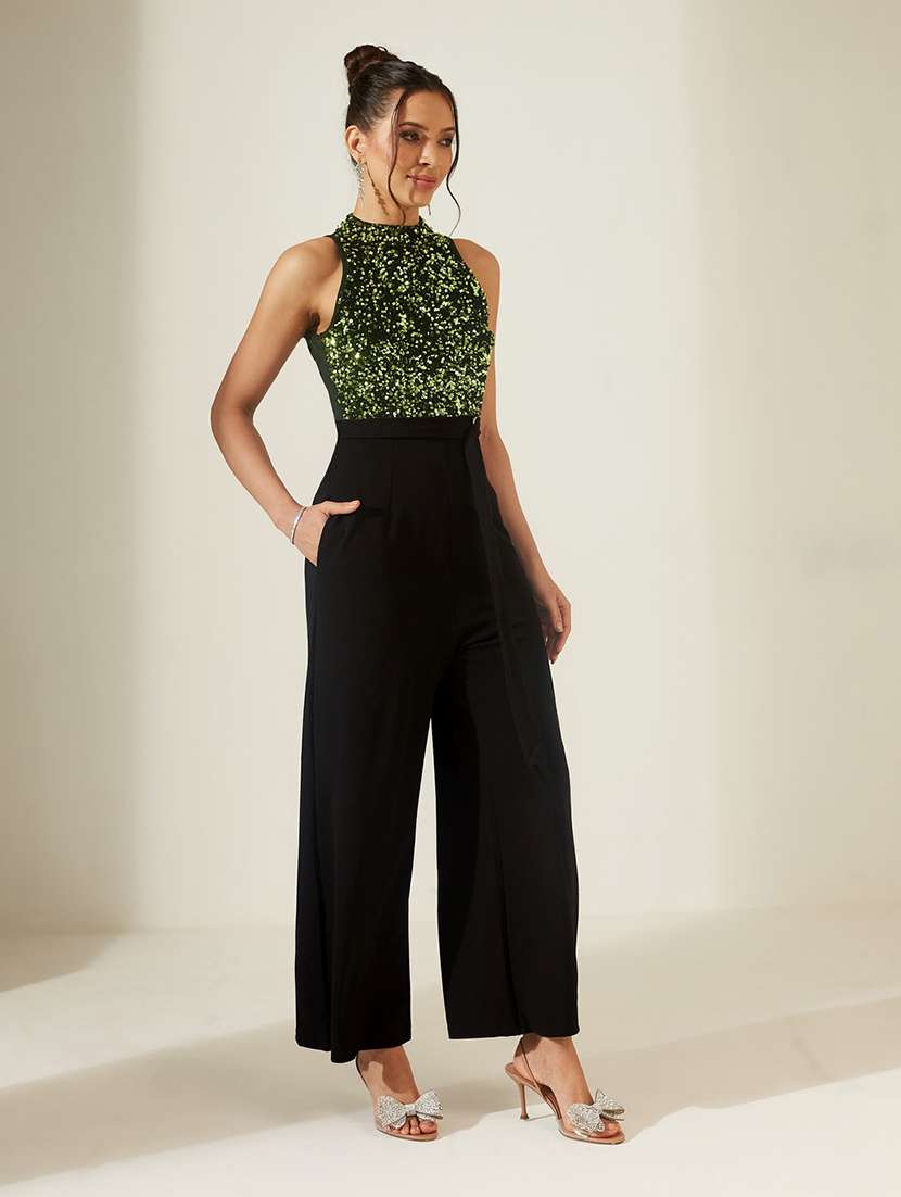 women sequined sleeveless full leg jumpsuit - 22587950 -  Standard Image - 3