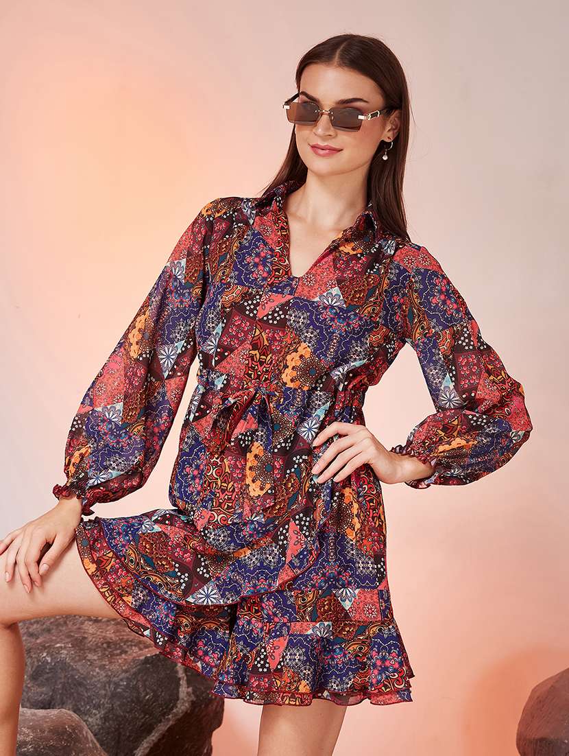 women printed long sleeves romper