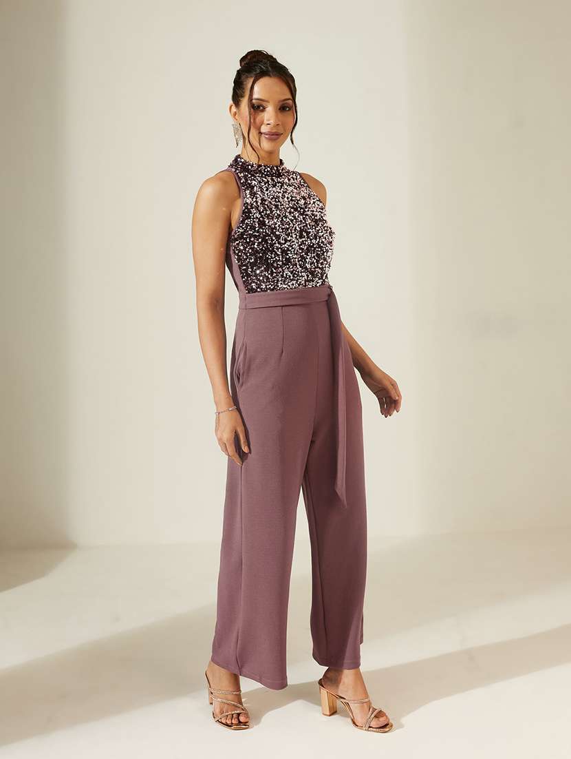 women sequined sleeveless full leg jumpsuit - 22587968 -  Standard Image - 3