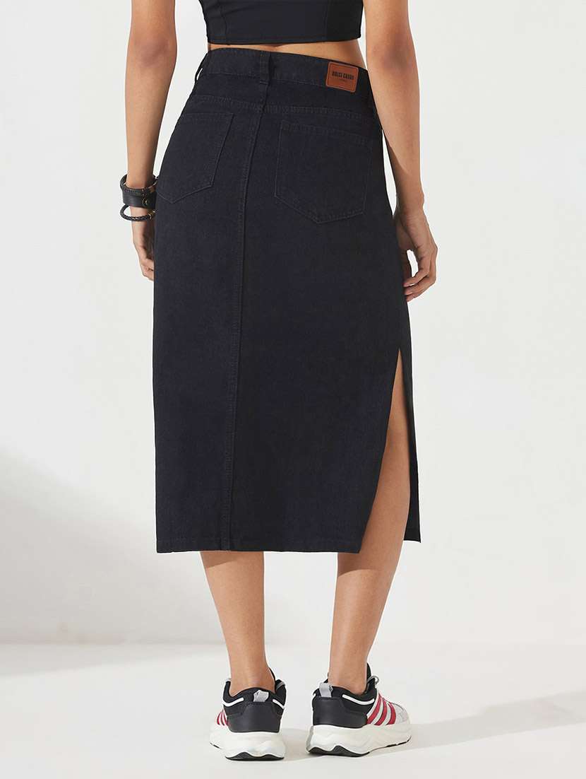 women solid high rise straight skirt - 22588001 -  Standard Image - 3
