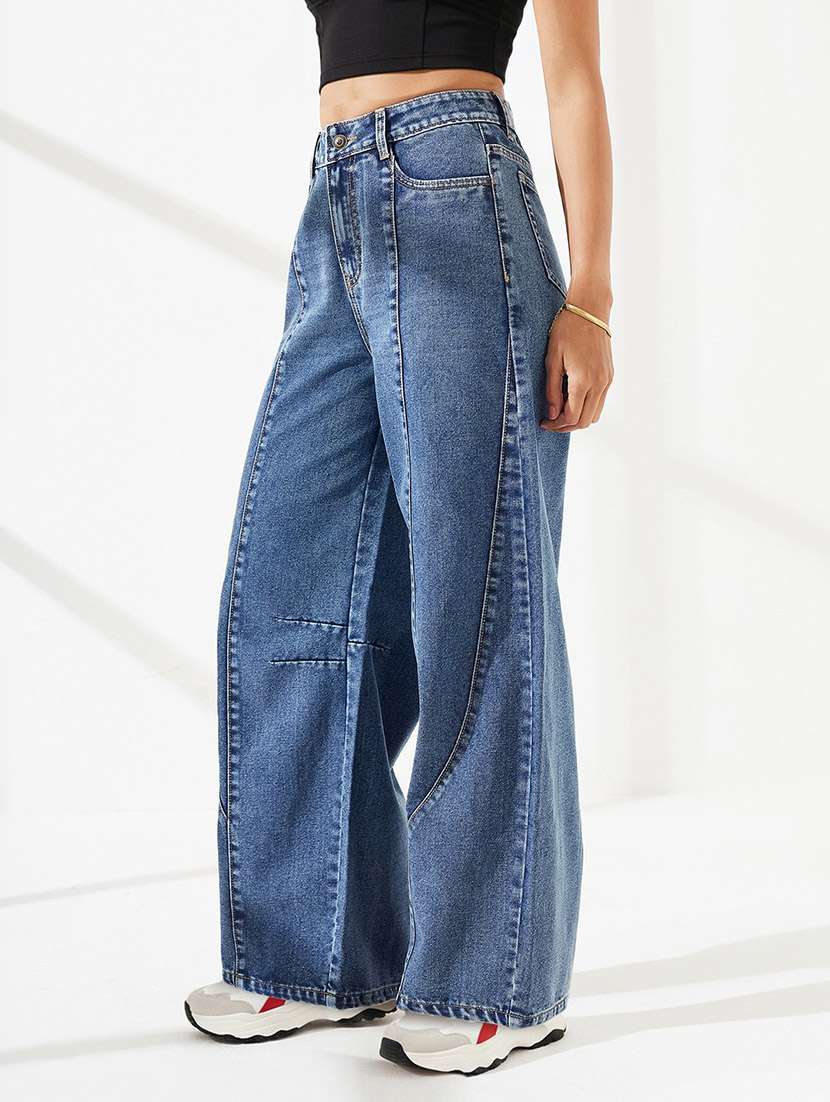 women washed high rise wide leg jeans - 22588003 -  Standard Image - 3