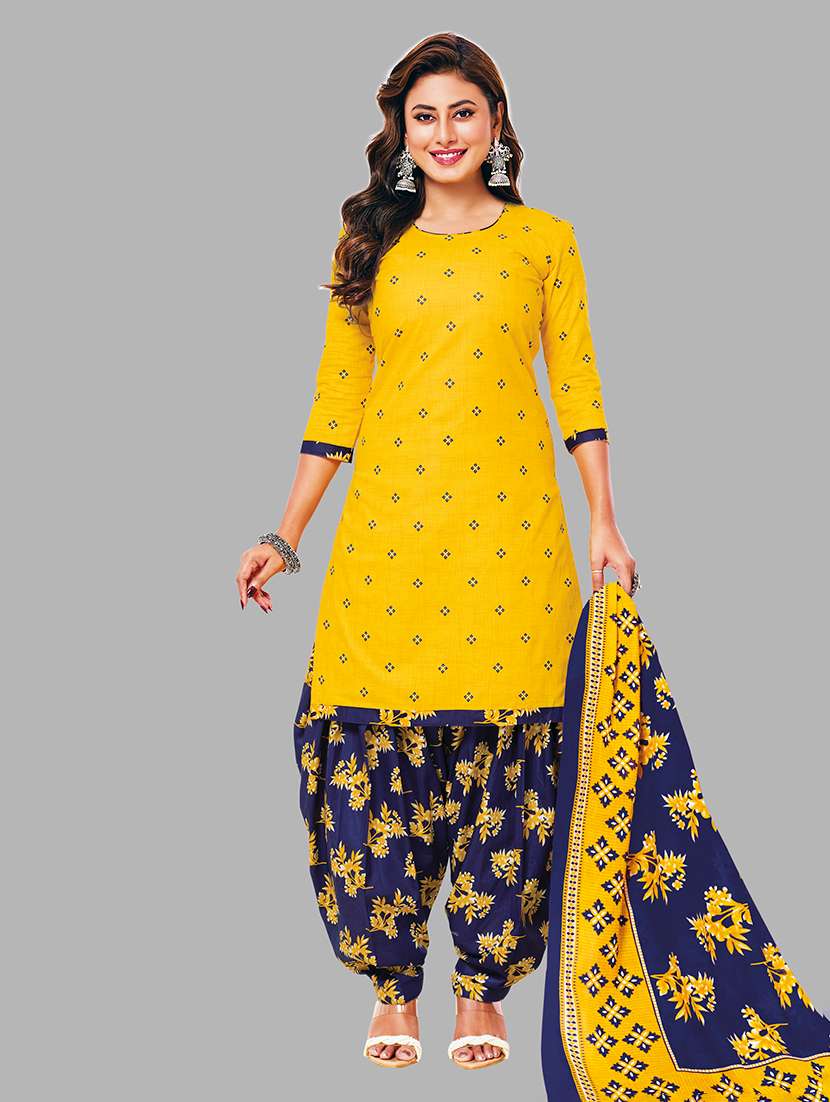 women printed three quarter sleeves kurta patiala with dupatta set