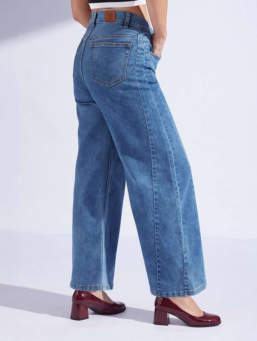 women washed high rise wide leg jeans - 22588094 -  Standard Image - 3