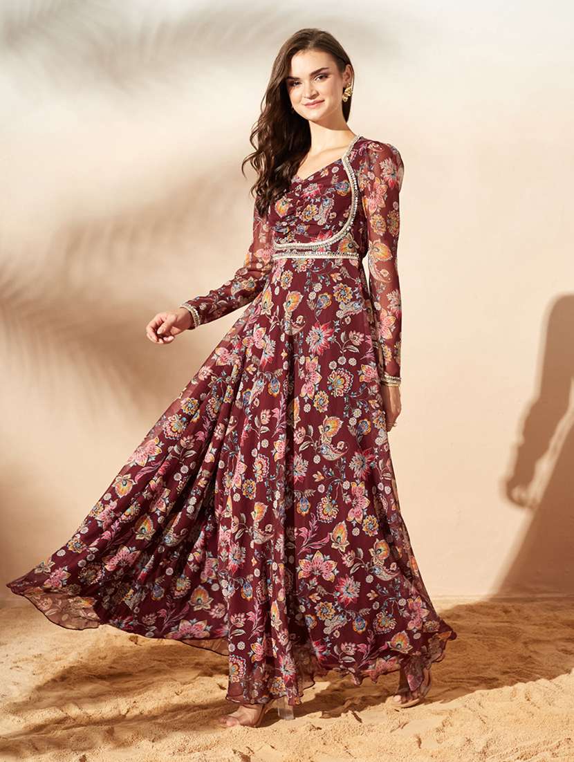 Women Printed Long Sleeves Fit And Flare Dress - 22588130 -  Standard Image - 5