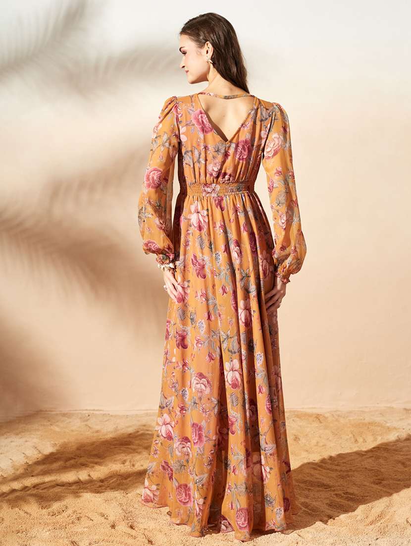 women printed long sleeves fit and flare dress - 22588142 -  Standard Image - 3