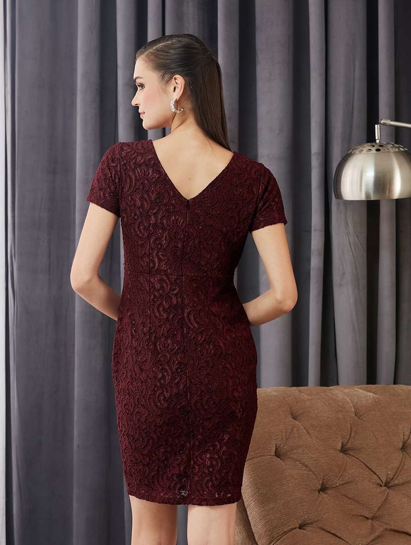 women self design short sleeves sheath dress - 22588150 -  Standard Image - 3