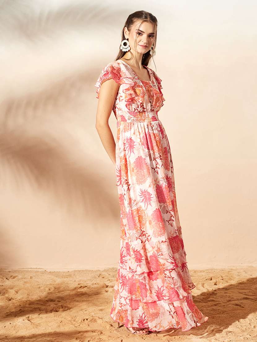 Women Printed Flared Sleeves Tiered Dress - 22588152 -  Standard Image - 3