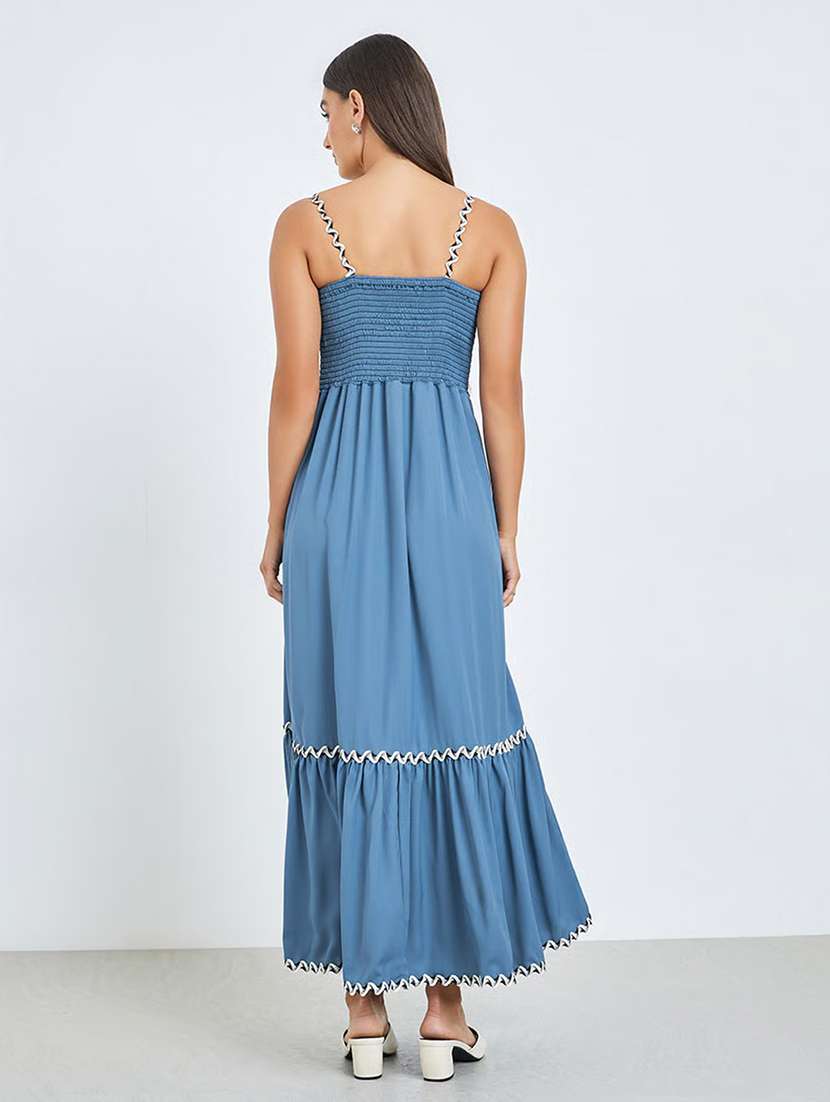 Women Solid With Work Shoulder Strap Tiered Dress - 22588159 -  Standard Image - 3