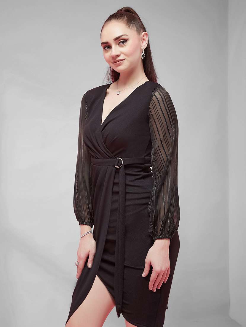women self design long sleeves sheath dress - 22588166 -  Standard Image - 3