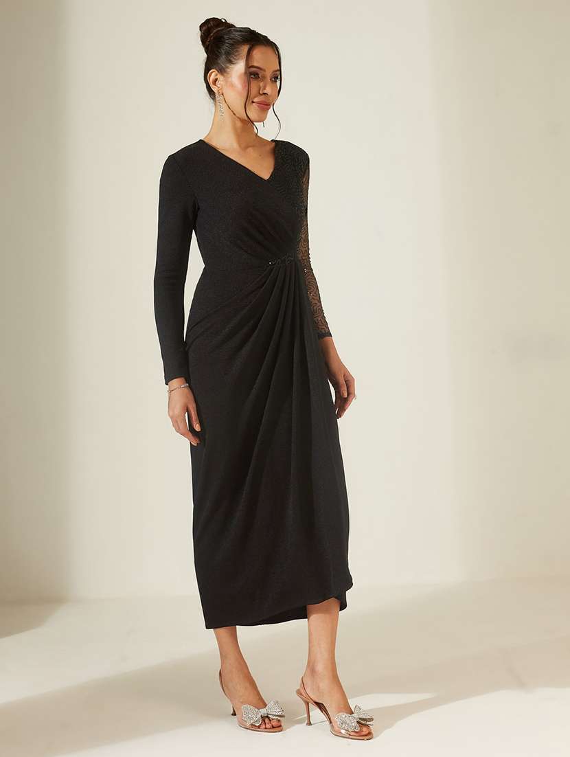 women embroidered long sleeves sheath dress - 22588179 -  Standard Image - 3