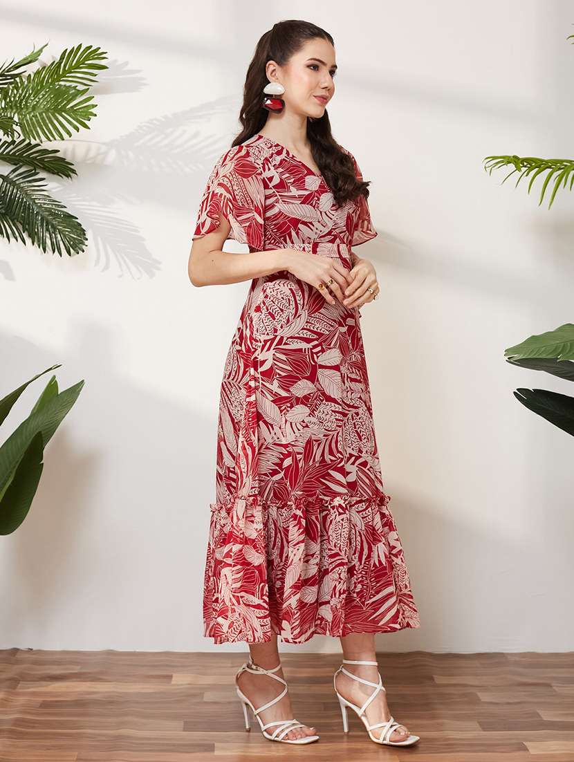 Women Printed Flared Sleeves Tiered Dress - 22588209 -  Standard Image - 3