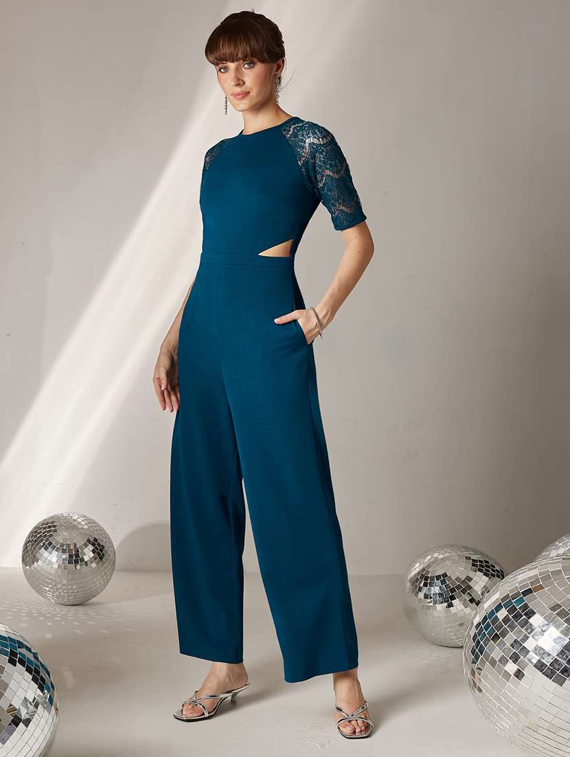 Women Self Design Short Sleeves Full Leg Jumpsuit - 22588232 -  Standard Image - 3