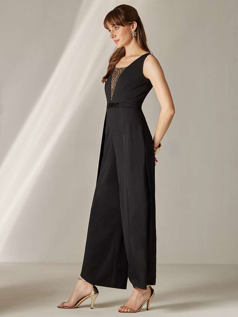 Women Self Design Sleeveless Full Leg Jumpsuit - 22588238 -  Standard Image - 3