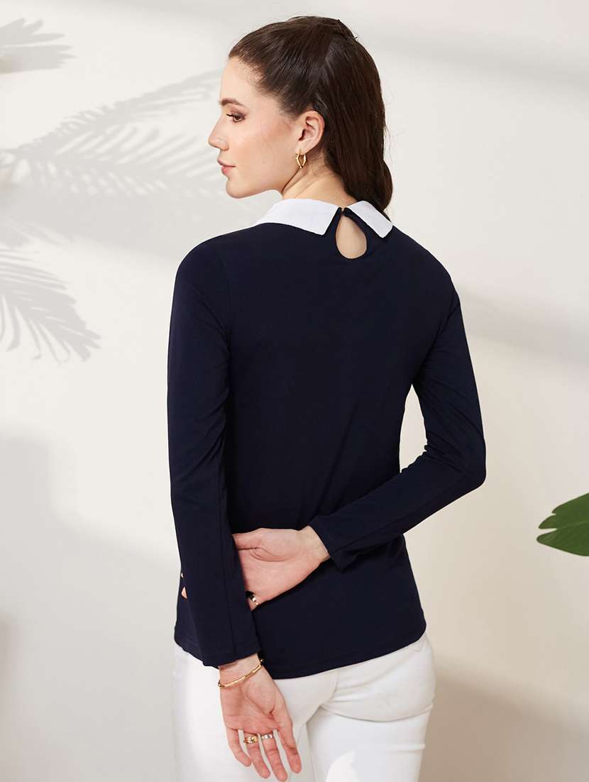 women solid long sleeves regular top - 22588252 -  Standard Image - 3