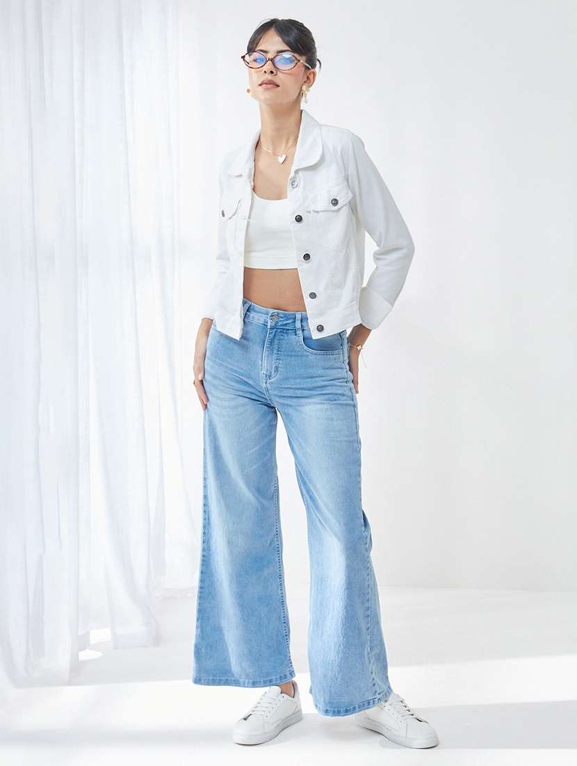 women solid long sleeves denim jacket - 22588260 -  Standard Image - 5